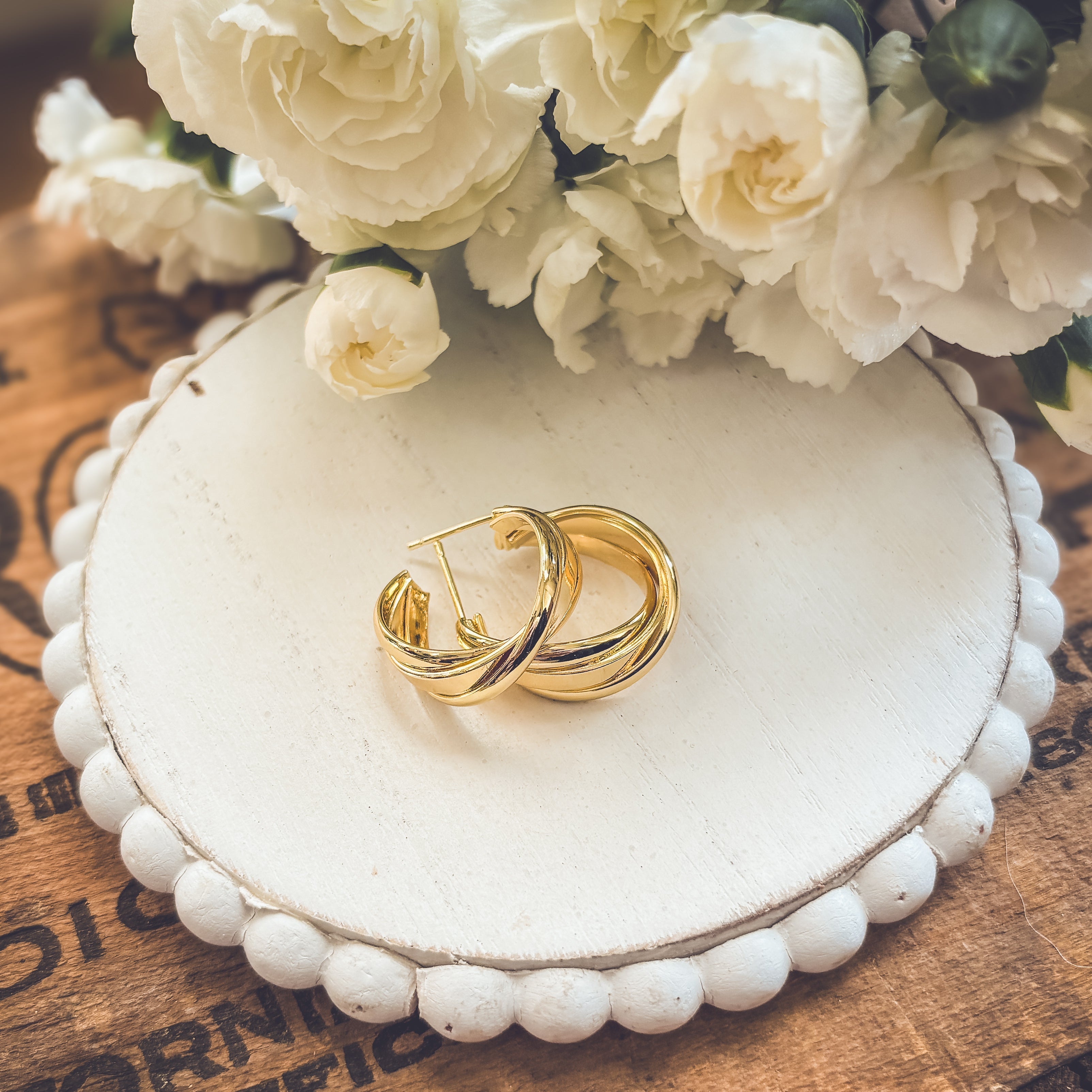 Gold Twist Hoop Earrings