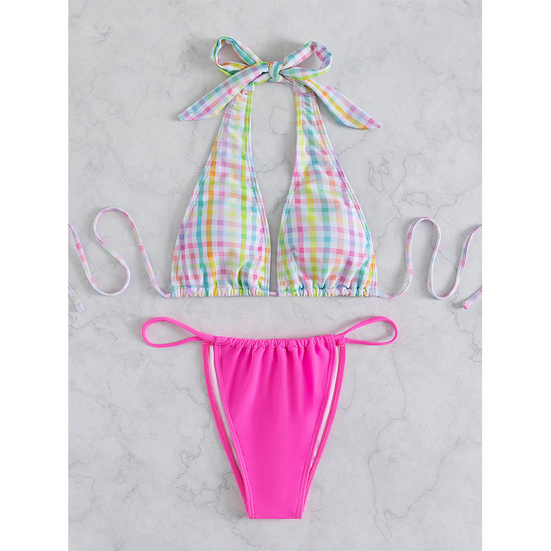 Halter Bikinis Triangle Thong Bathing Suits
