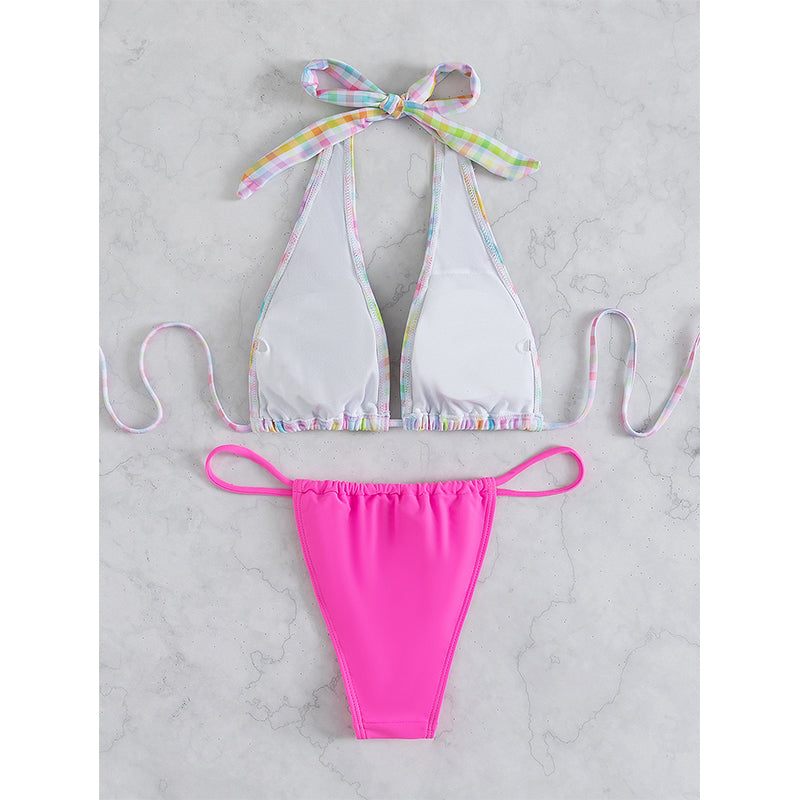 Halter Bikinis Triangle Thong Bathing Suits