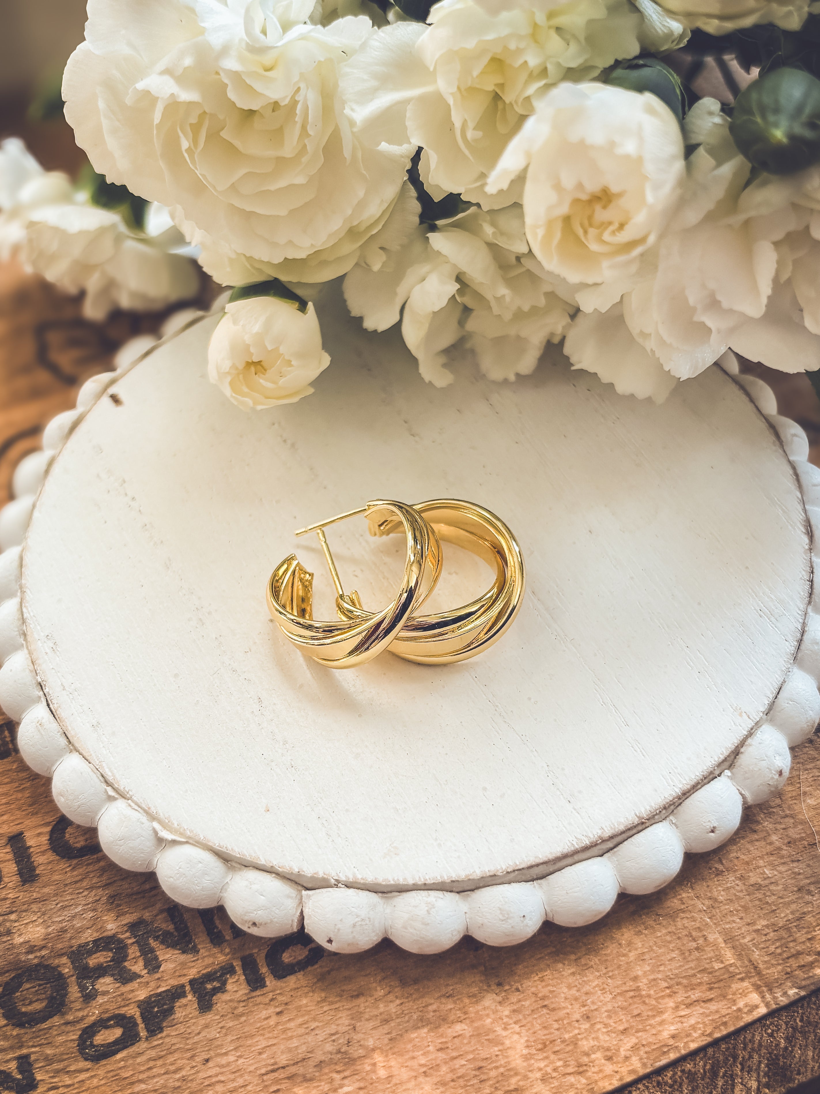Gold Twist Hoop Earrings