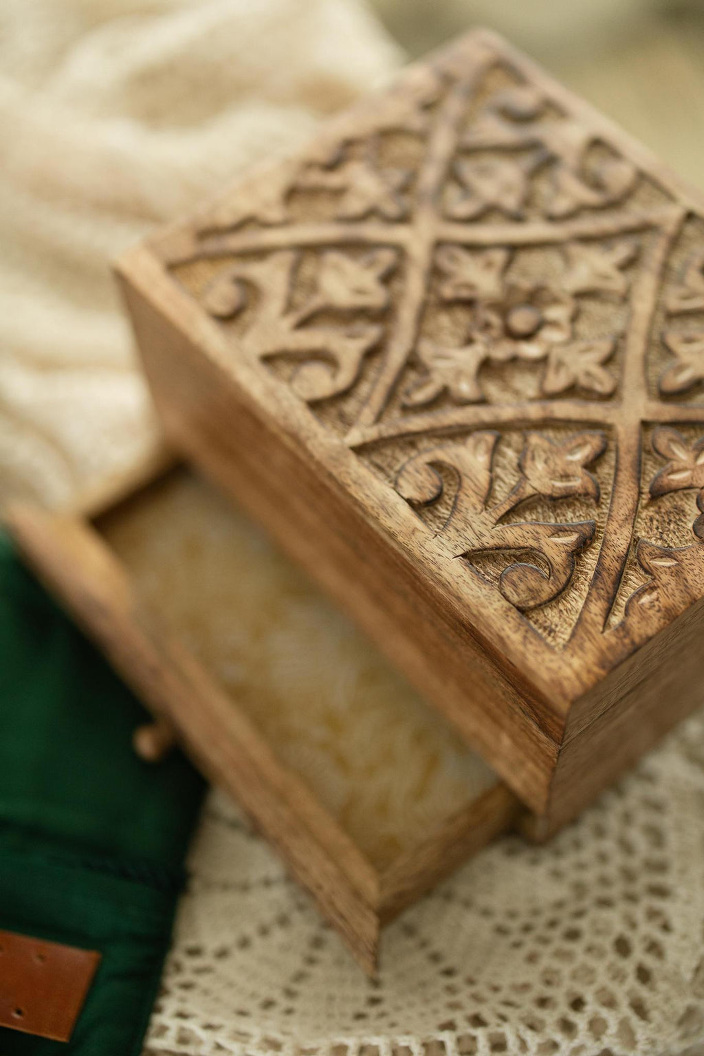 Hand-carved Wood Jewelry Box